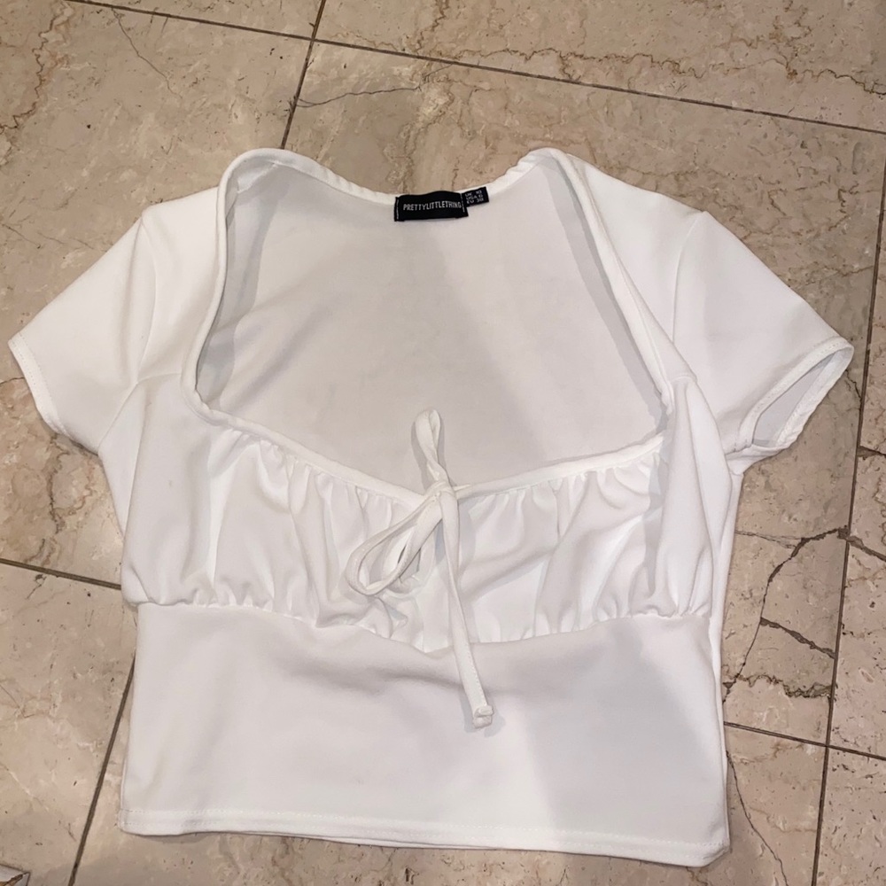White PLT crop top